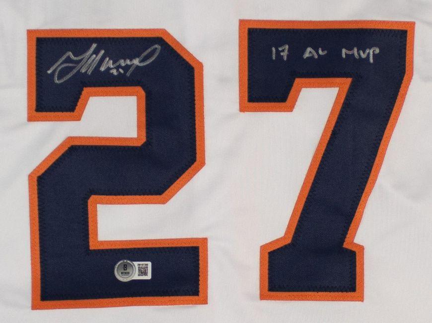Jose Altuve Signed Jersey Inscribed "17 AL MVP" (Beckett) at PristineAuction.com Jose Altuve Signed Jersey Inscribed "17 AL MVP" (Beckett) at PristineAuction.com
