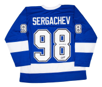 Mikhail Sergachev Signed Jersey Inscribed "2x SC Champ" (JSA) at PristineAuction.com