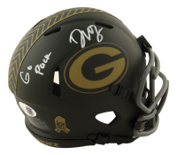 Dontayvion Wicks Signed Packers Salute To Service Alternate Speed Mini Helmet Inscribed "Go Pack" (JSA) at PristineAuction.com