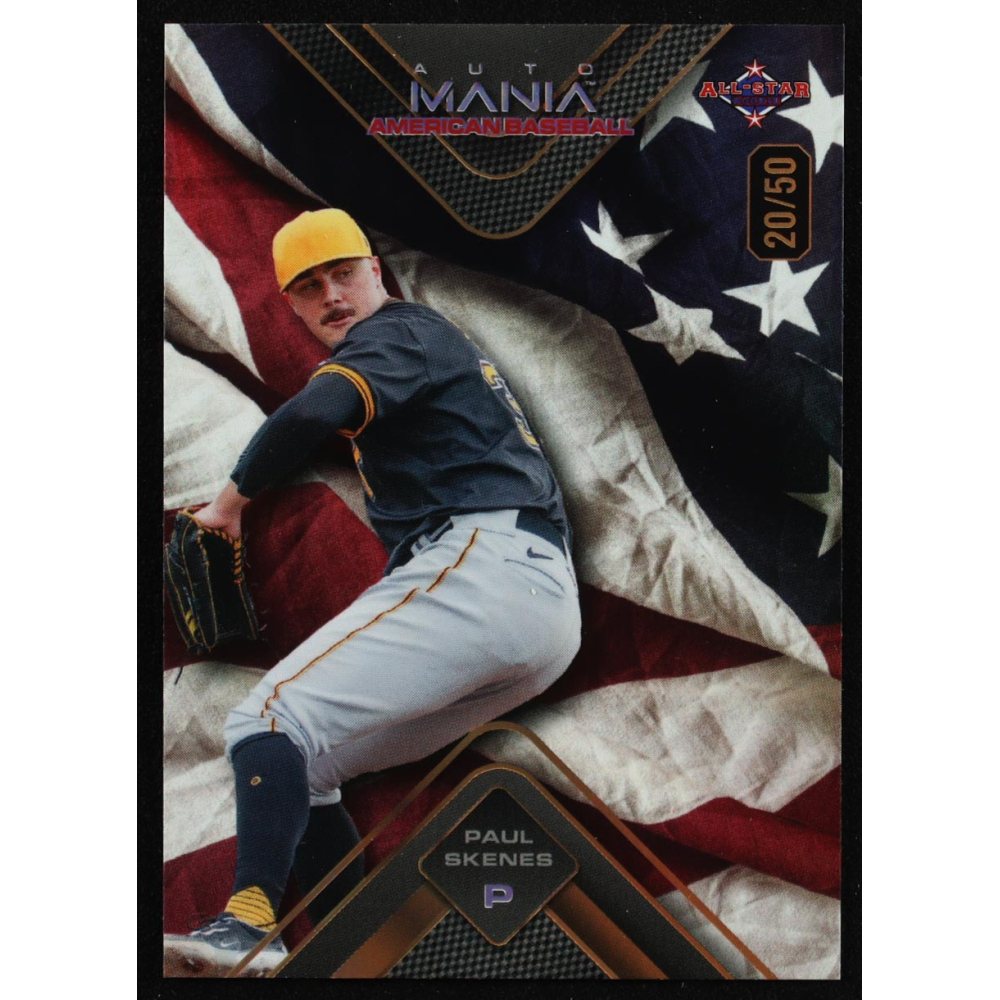 Paul Skenes 2024 Wild Card Auto Mania American Baseball American Flag Rainbow Foil #AMAT-PS3 #20/50 RC at PristineAuction.com