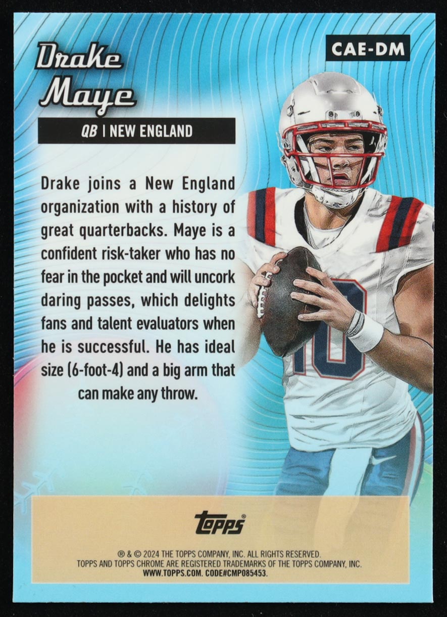Drake Maye 2024 Topps Chrome All Etch Xfractors #CAEDM RC at PristineAuction.com Drake Maye 2024 Topps Chrome All Etch Xfractors #CAEDM RC at PristineAuction.com