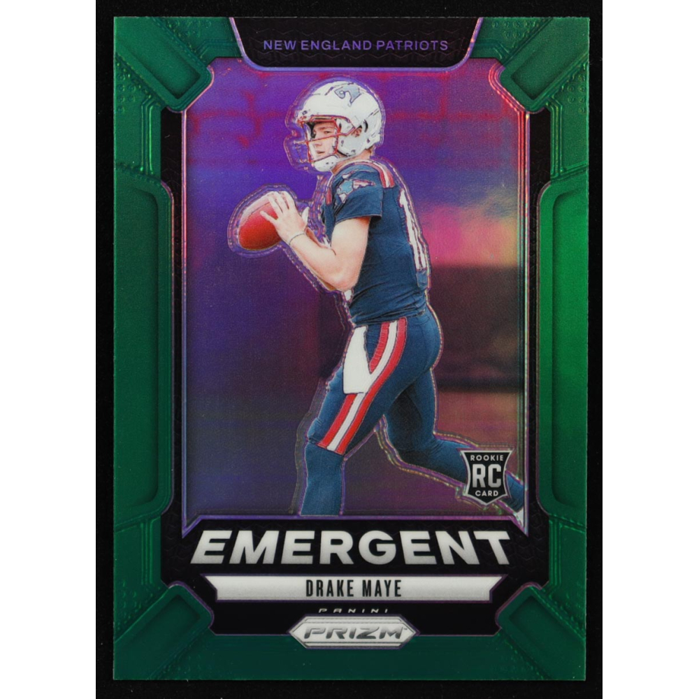 Drake Maye 2024 Panini Prizm Emergent Prizms Green #4 RC at PristineAuction.com
