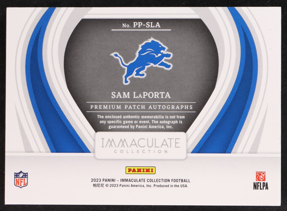 Sam LaPorta 2023 Immaculate Collection Premium Rookie Patch Autographs #21 #58/99 RC at PristineAuction.com Sam LaPorta 2023 Immaculate Collection Premium Rookie Patch Autographs #21 #58/99 RC at PristineAuction.com