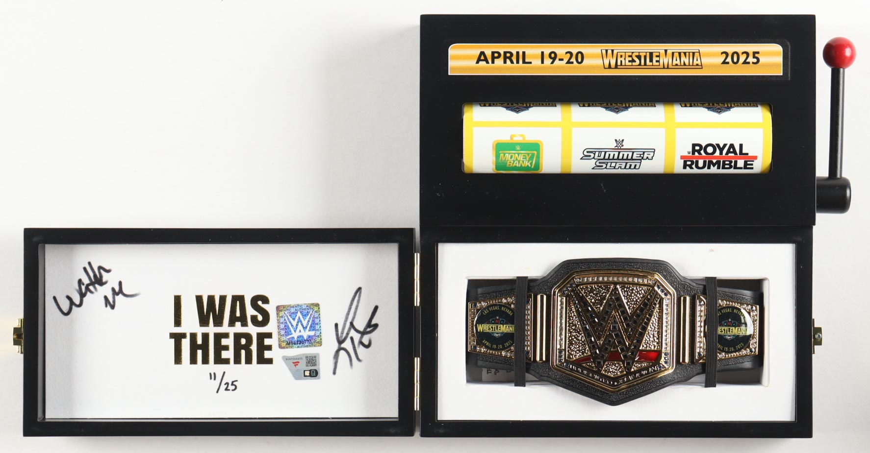 Liv Morgan Signed LE 2025 WrestleMania Mini Slot Machine Belt Case Inscribed "Watch Me" (Fanatics) at PristineAuction.com Liv Morgan Signed LE 2025 WrestleMania Mini Slot Machine Belt Case Inscribed "Watch Me" (Fanatics) at PristineAuction.com