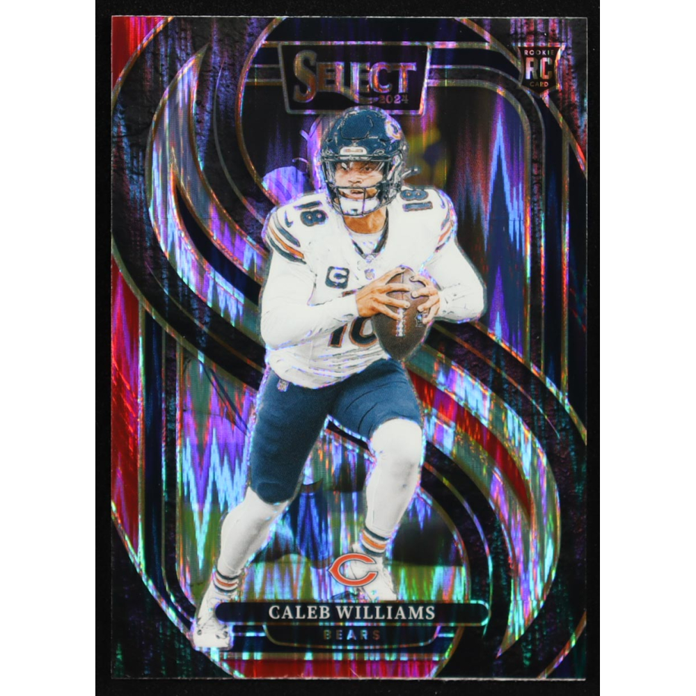 Caleb Williams 2024 Select Prizm Black and Red Shock #114 RC at PristineAuction.com