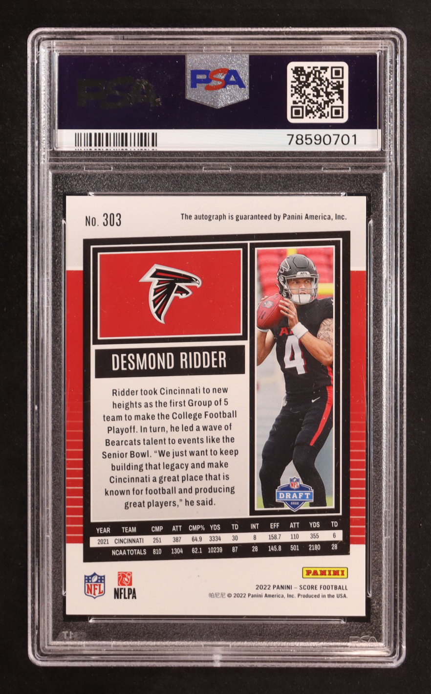 Desmond Ridder 2022 Panini Score Auto #303 RC (PSA 10) at PristineAuction.com Desmond Ridder 2022 Panini Score Auto #303 RC (PSA 10) at PristineAuction.com