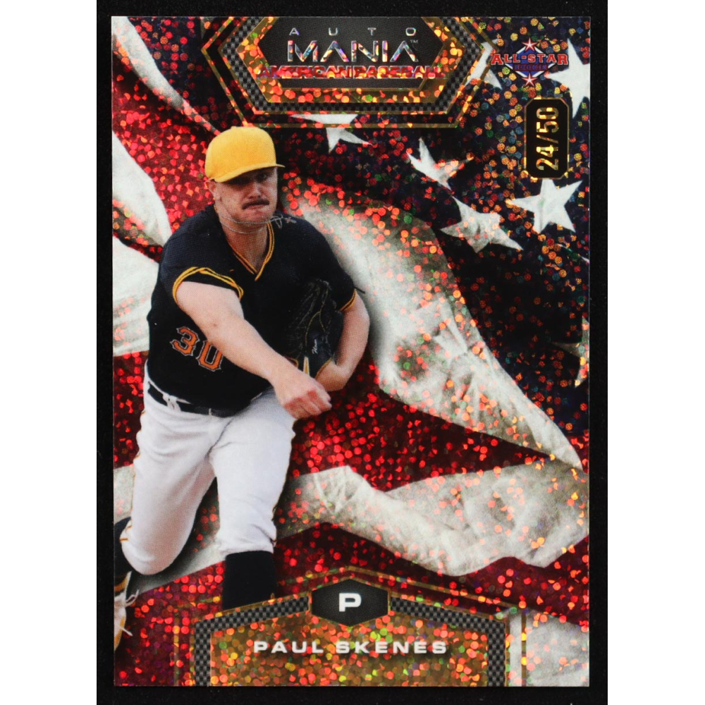 Paul Skenes 2024 Wild Card Auto Mania American Baseball American Flag Sparkles #AMAH-PS2 #24/50 RC at PristineAuction.com