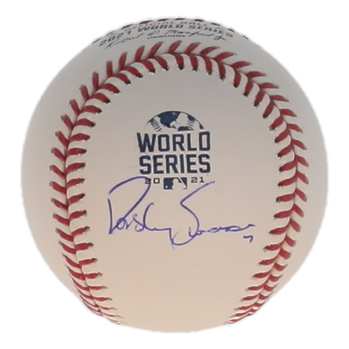 Dansby Swanson Signed Official 2021 World Series Logo Baseball (Beckett) at PristineAuction.com Dansby Swanson Signed Official 2021 World Series Logo Baseball (Beckett) at PristineAuction.com