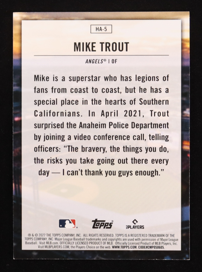 Mike Trout 2022 Topps Home Field Advantage #HA5 at PristineAuction.com Mike Trout 2022 Topps Home Field Advantage #HA5 at PristineAuction.com