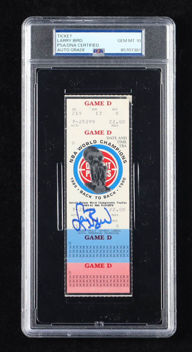 Larry Bird Signed NBA Playoffs Original Game Ticket (PSA Auto 10) at PristineAuction.com Larry Bird Signed NBA Playoffs Original Game Ticket (PSA Auto 10) at PristineAuction.com