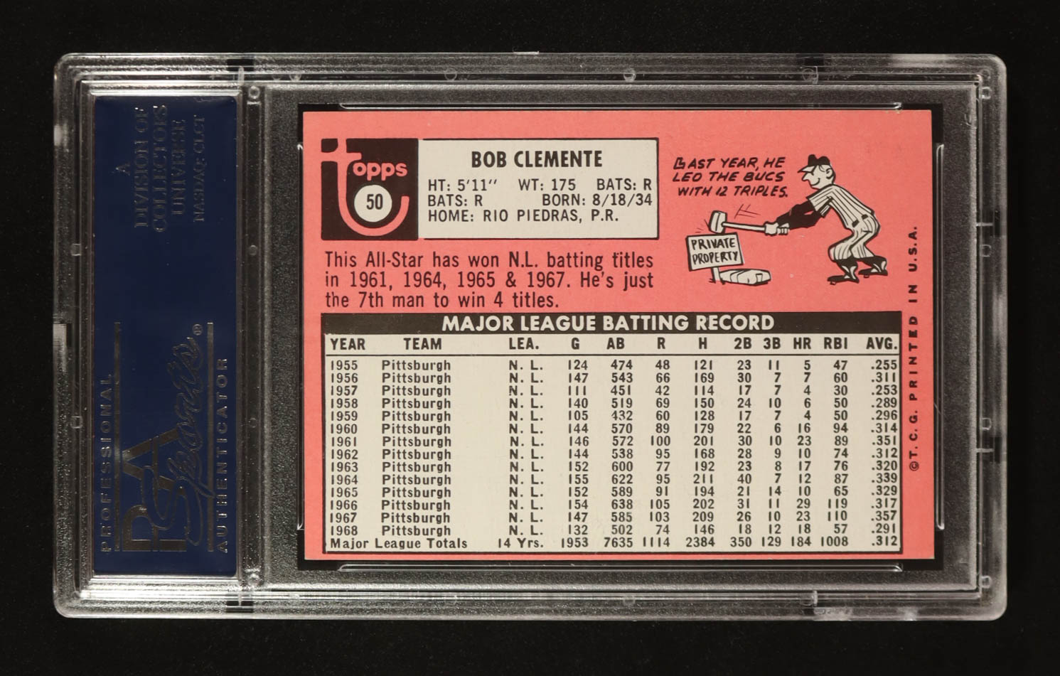 Roberto Clemente 1969 Topps #50 (PSA 5) at PristineAuction.com Roberto Clemente 1969 Topps #50 (PSA 5) at PristineAuction.com