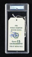 Larry Bird Signed 1986 Celtics Original World Champions Media Pass (PSA Auto 10) at PristineAuction.com