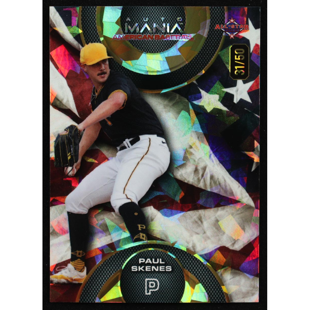 Paul Skenes 2024 Wild Card Auto Mania American Baseball American Flag Crystal #AMAC-PS3 #31/50 RC at PristineAuction.com