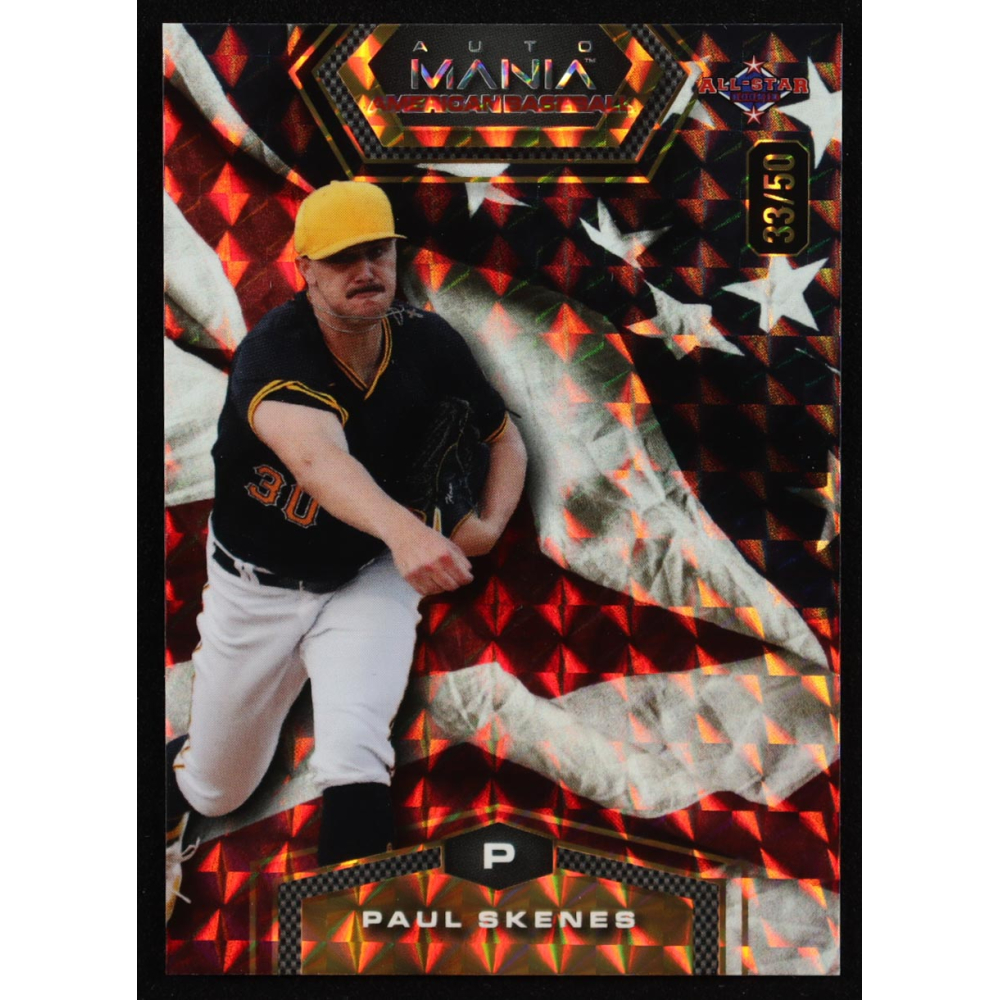 Paul Skenes 2024 Wild Card Auto Mania American Baseball American Flag Mosaic #AMAH-PS2 #33/50 RC at PristineAuction.com