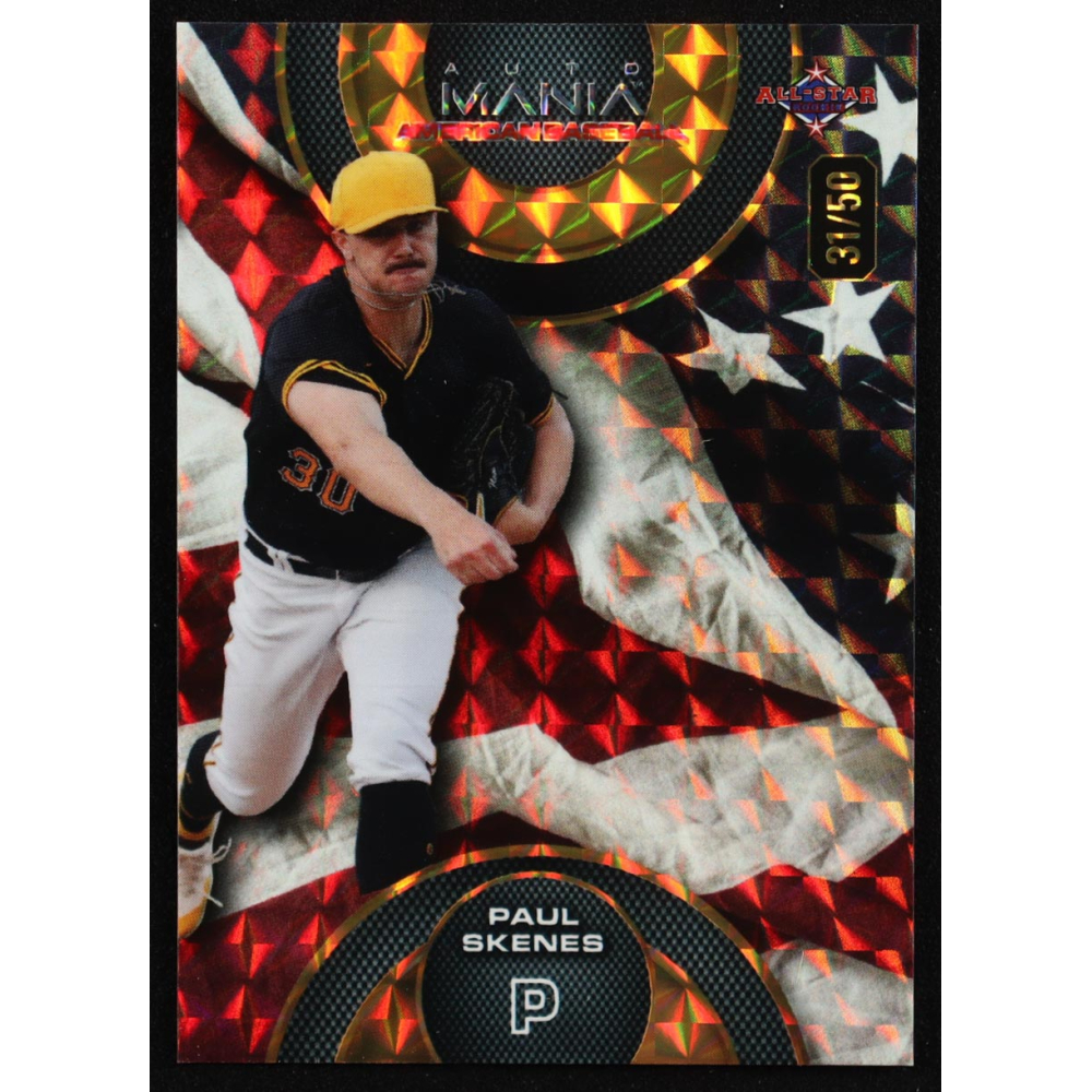 Paul Skenes 2024 Wild Card Auto Mania American Baseball American Flag Mosaic #AMAC-PS2 #31/50 RC at PristineAuction.com