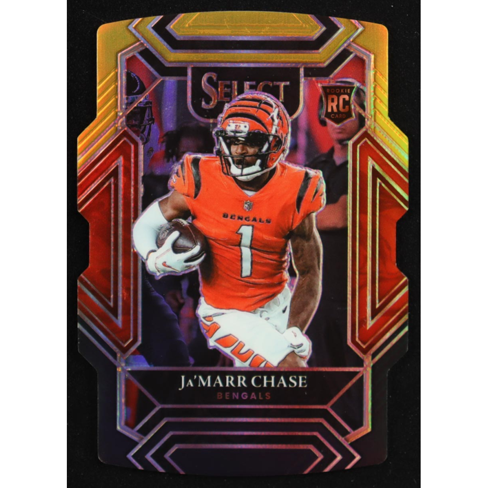 Ja'Marr Chase 2021 Select Prizm Black and Gold Die Cut #247 RC at PristineAuction.com