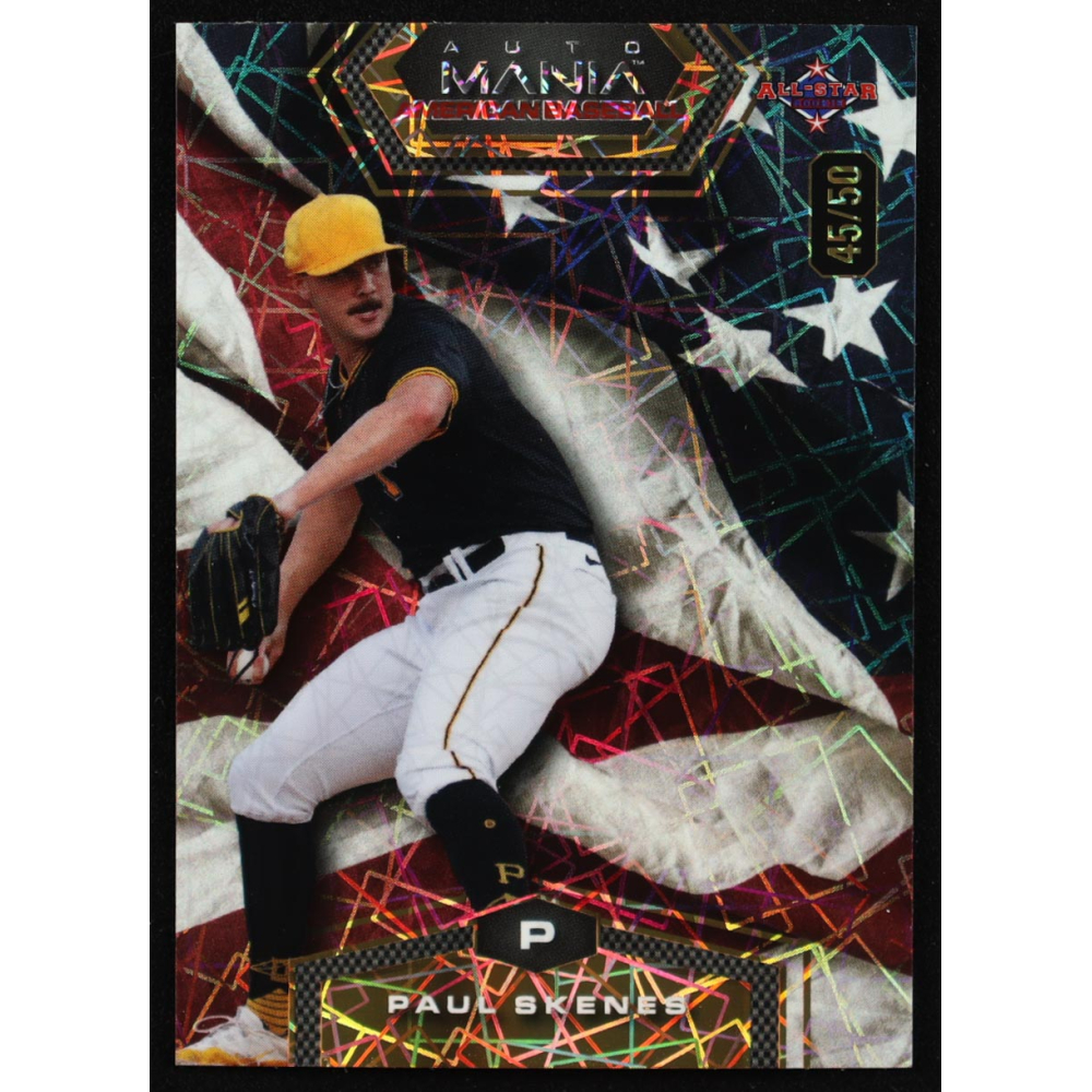 Paul Skenes 2024 Wild Card Auto Mania American Baseball American Flag Lazer #AMAH-PS3 #45/50 RC at PristineAuction.com