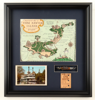 Disneyland Frontierland "Tom Sawyer Island" Custom Framed Map Display with Pocket Knife & Ticket at PristineAuction.com