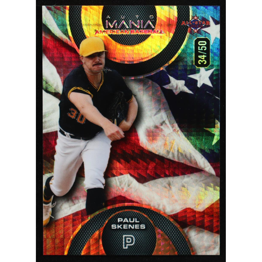 Paul Skenes 2024 Wild Card Auto Mania American Baseball American Flag Prism #AMAC-PS2 #34/50 RC at PristineAuction.com