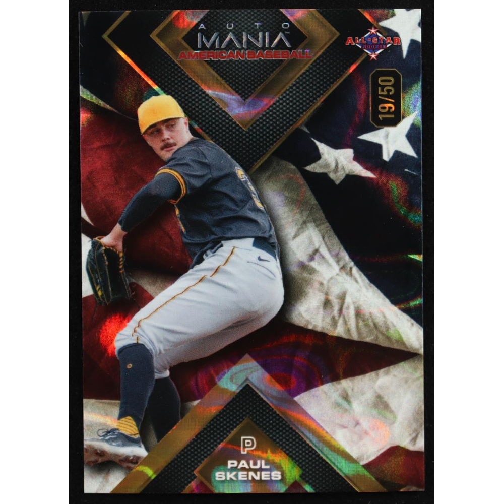 Paul Skenes 2024 Wild Card Auto Mania American Baseball American Flag Lava #AMASQ-PS3 #19/50 RC at PristineAuction.com
