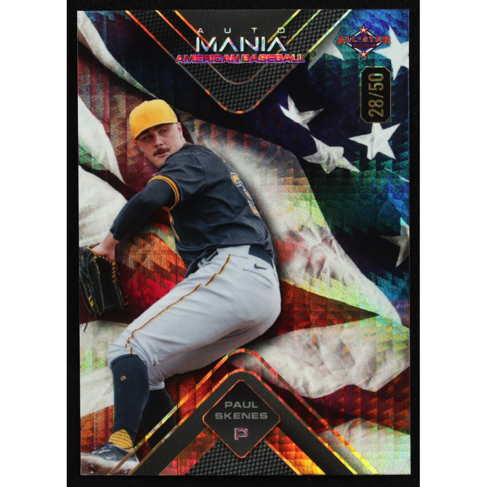 Paul Skenes 2024 Wild Card Auto Mania American Baseball American Flag Prism #AMAT-PS3 #28/50 RC at PristineAuction.com
