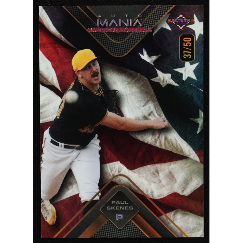 Paul Skenes 2024 Wild Card Auto Mania American Baseball American Flag Rainbow Foil #AMAT-PS2 #37/50 RC at PristineAuction.com