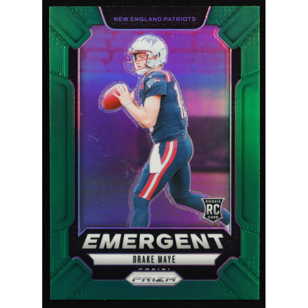 Drake Maye 2024 Panini Prizm Emergent Prizms Green #4 RC at PristineAuction.com