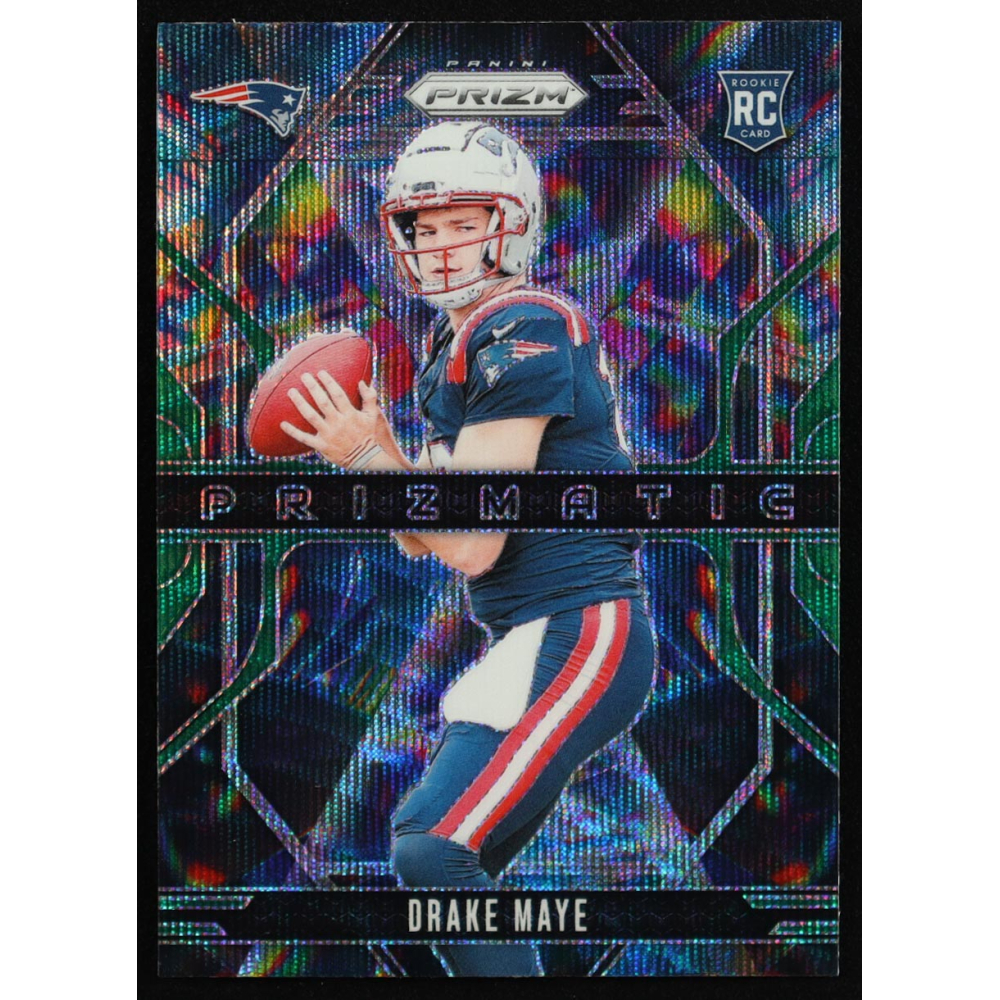 Drake Maye 2024 Panini Prizm Prizmatic Prizms Green Wave #2 RC at PristineAuction.com