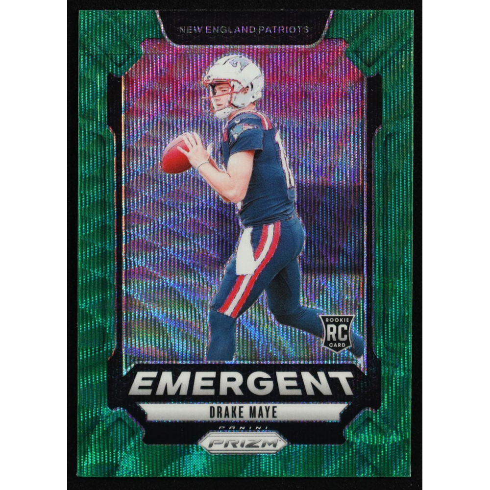 Drake Maye 2024 Panini Prizm Emergent Prizms Green Wave #4 RC at PristineAuction.com