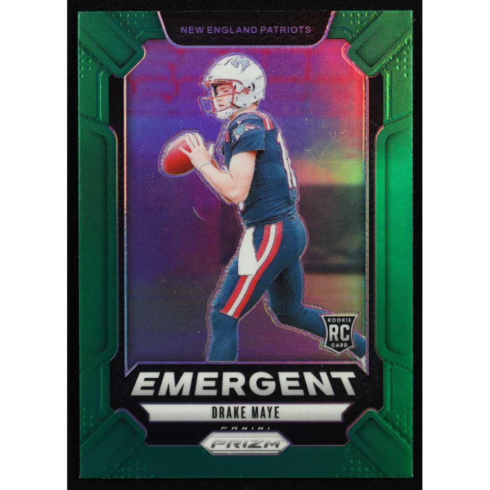 Drake Maye 2024 Panini Prizm Emergent Prizms Green #4 RC at PristineAuction.com