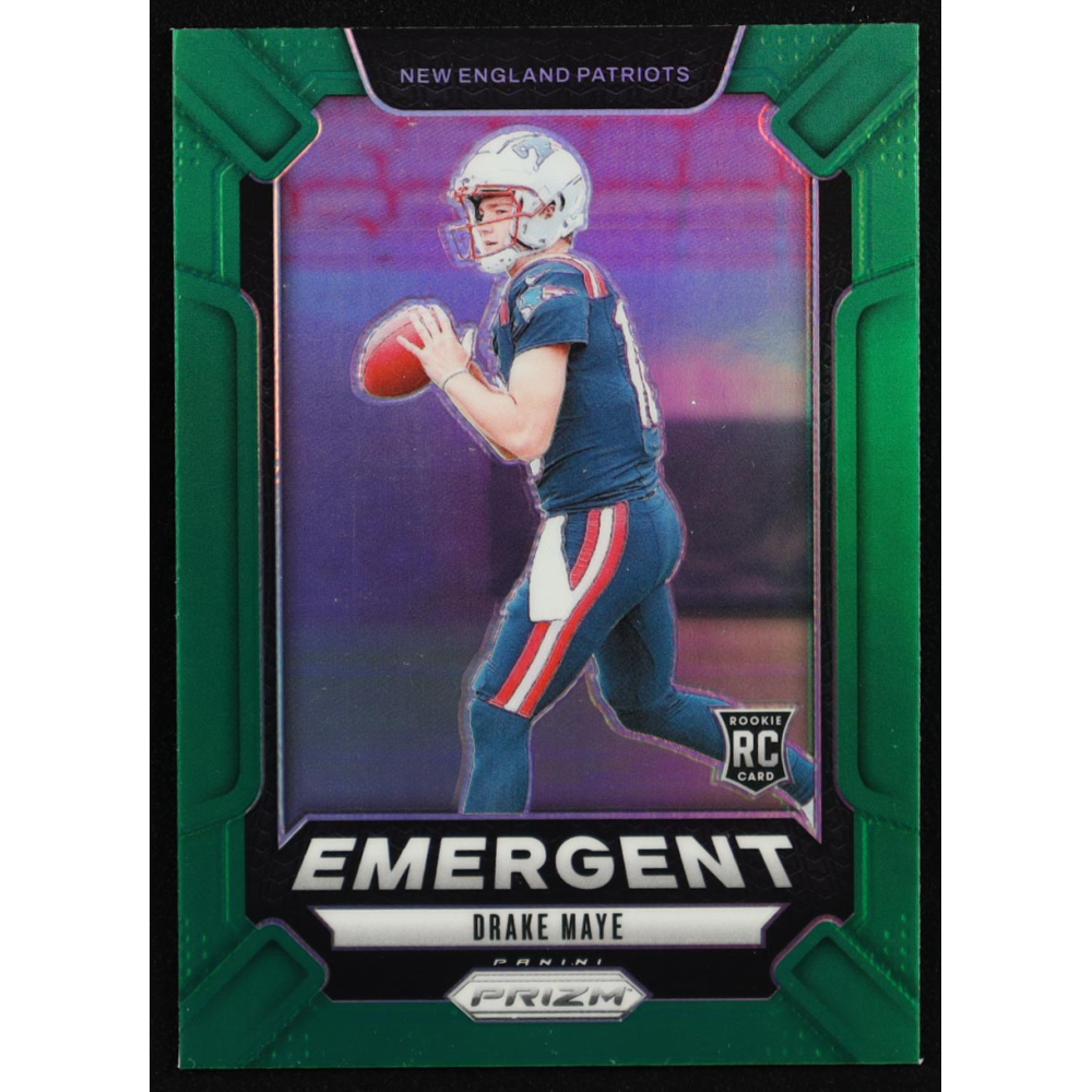 Drake Maye 2024 Panini Prizm Emergent Prizms Green #4 RC at PristineAuction.com