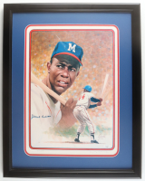 Hank Aaron Signed LE Braves Custom Framed Ricky Garcia Art Print Display (JSA) at PristineAuction.com
