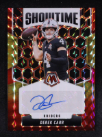 Derek Carr 2025 Panini Mosaic Showtime Signatures Choice Fusion Red and Yellow #16 at PristineAuction.com