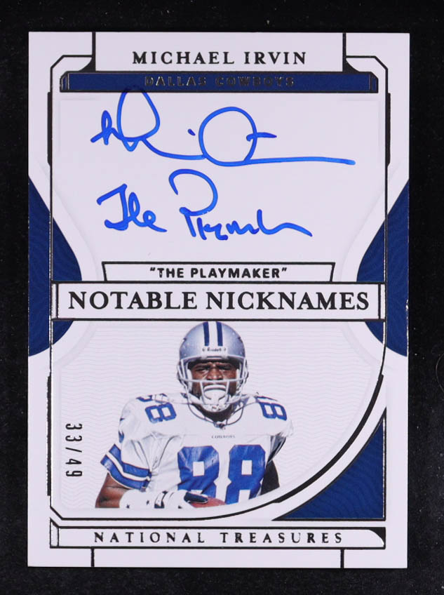 Michael Irvin 2024 Panini National Treasures Notable Nicknames #2 #33/49 at PristineAuction.com Michael Irvin 2024 Panini National Treasures Notable Nicknames #2 #33/49 at PristineAuction.com