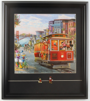 Thomas Kinkade Walt Disney's "Mickey & Friends in San Francisco" Custom Framed Print Display With Set of (2) Mickey & Minnie Pins at PristineAuction.com