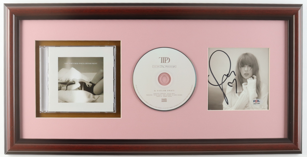 Taylor Swift Signed Custom Framed "The Tortured Poets Department" CD Album Insert Display With Disc & Case (PSA) at PristineAuction.com Taylor Swift Signed Custom Framed "The Tortured Poets Department" CD Album Insert Display With Disc & Case (PSA) at PristineAuction.com