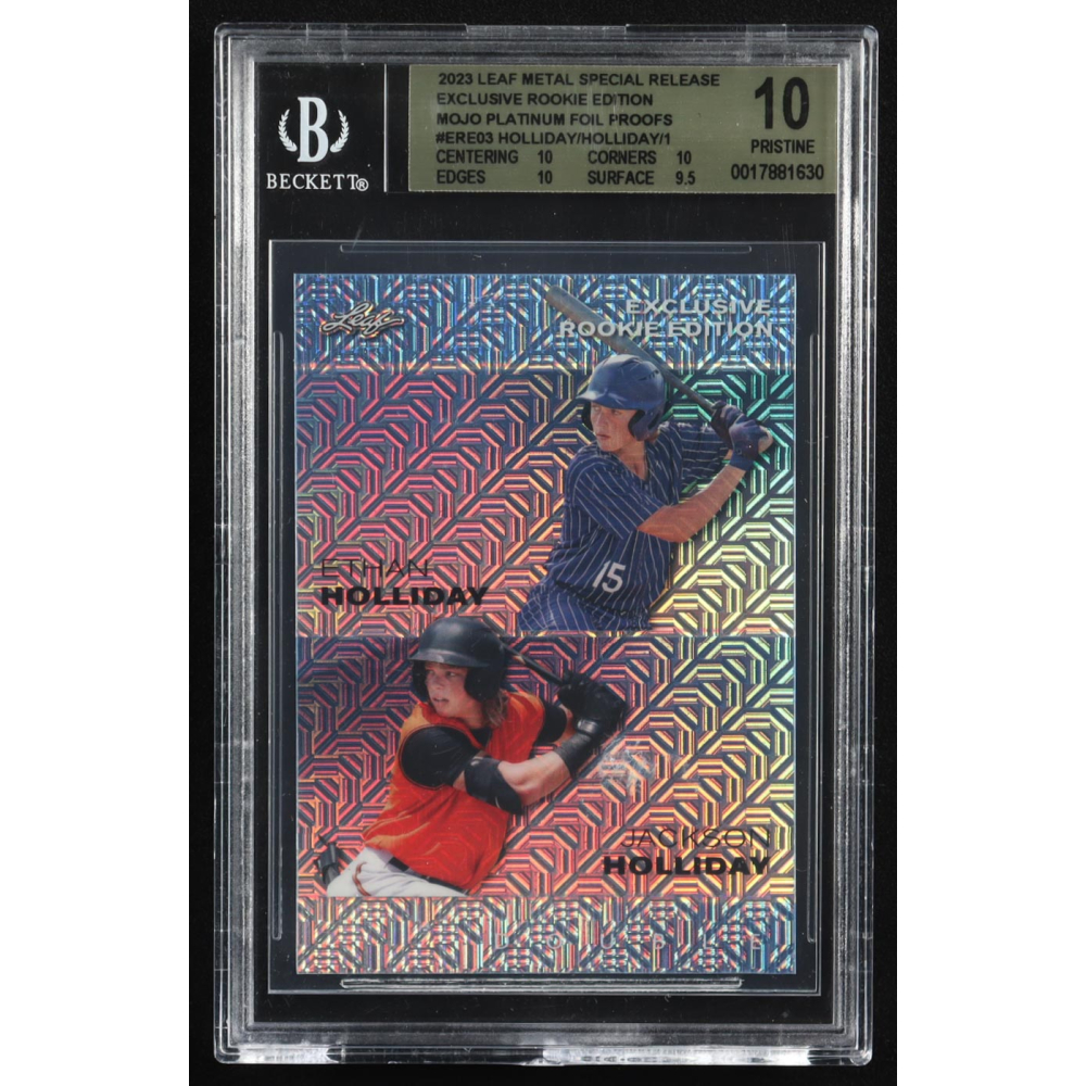 Ethan Holliday / Jackson Holliday 2023 Leaf Metal Special Release Exclusive Rookie Edition Mojo Platinum Foil Proofs #ERE03 #1/1 RC (BGS 10) at PristineAuction.com