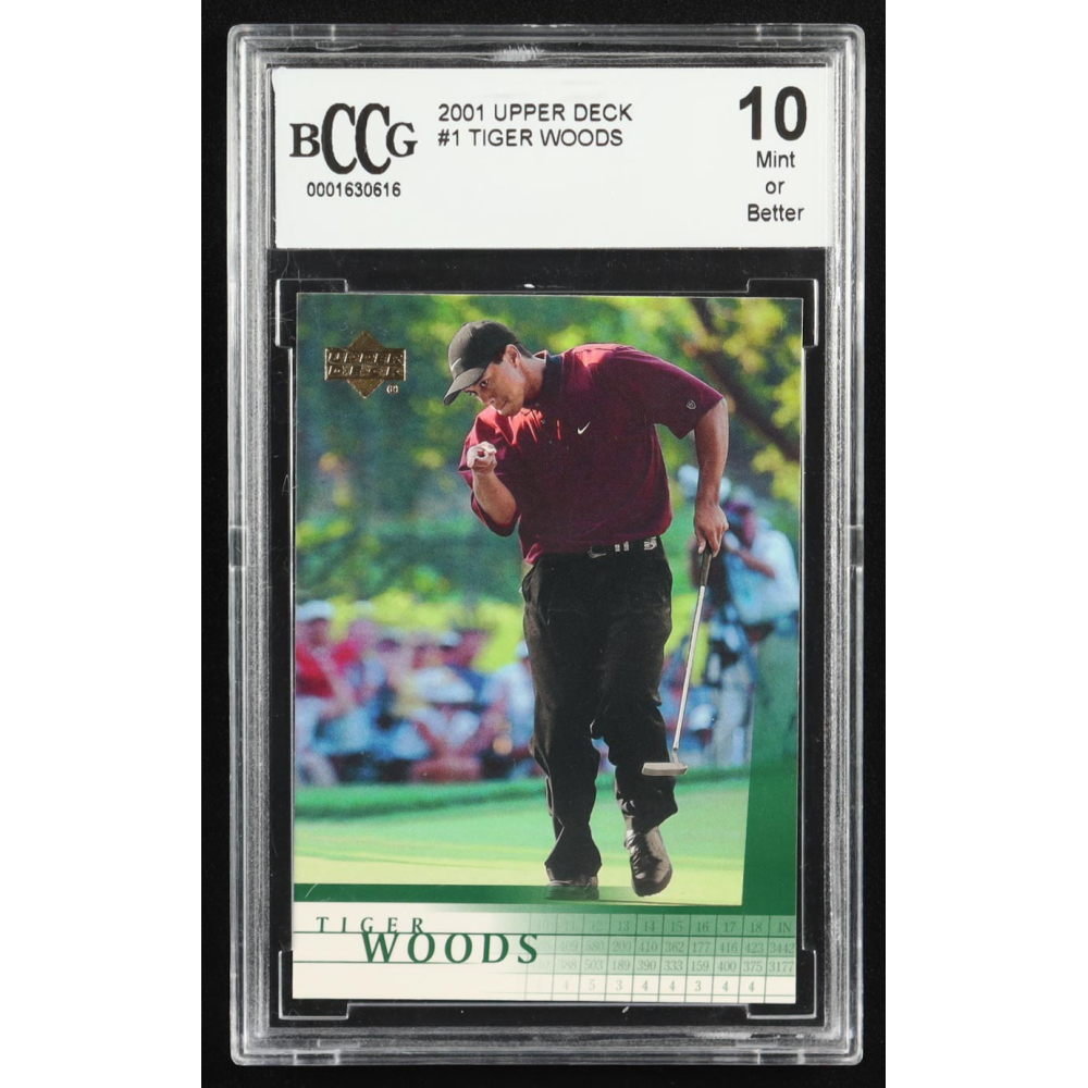 Tiger Woods 2001 Upper Deck #1 RC (BCCG 10) at PristineAuction.com