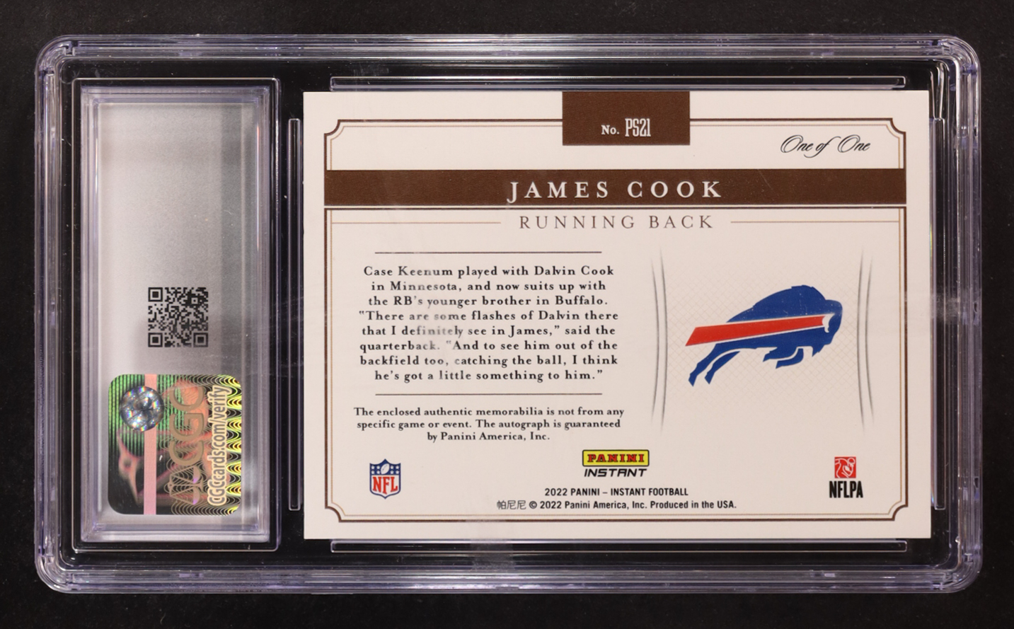 James Cook 2022 Panini Instant Prime Signatures NFL Shield #PS21 #1/1 RC (CGC 9 | Auto 10) at PristineAuction.com James Cook 2022 Panini Instant Prime Signatures NFL Shield #PS21 #1/1 RC (CGC 9 | Auto 10) at PristineAuction.com