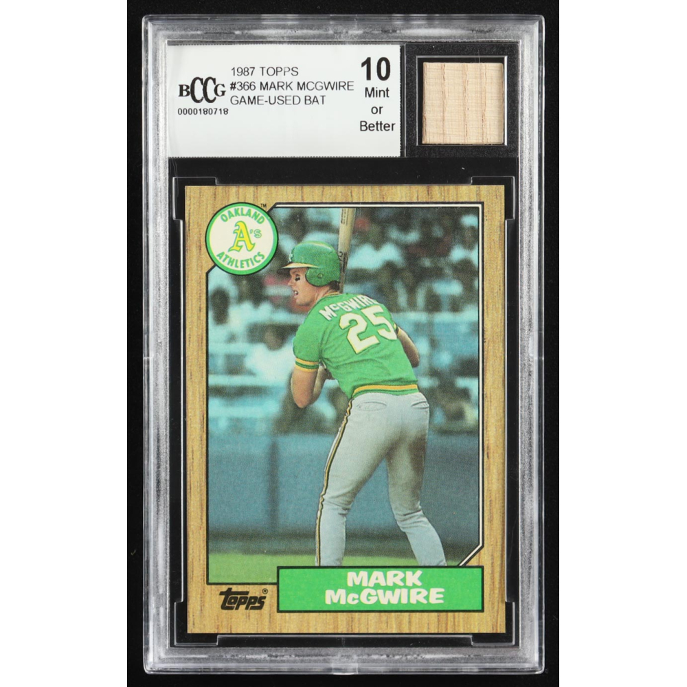 Mark McGwire 1987 Topps #366 Game-Used Bat RC (BCCG 10) at PristineAuction.com
