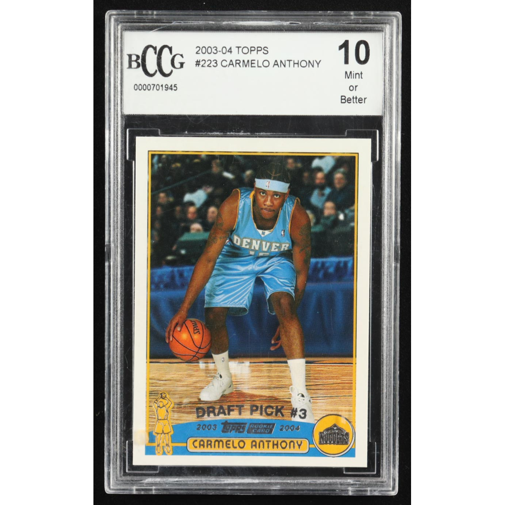 Carmelo Anthony 2003-04 Topps #223 RC (BCCG 10) at PristineAuction.com