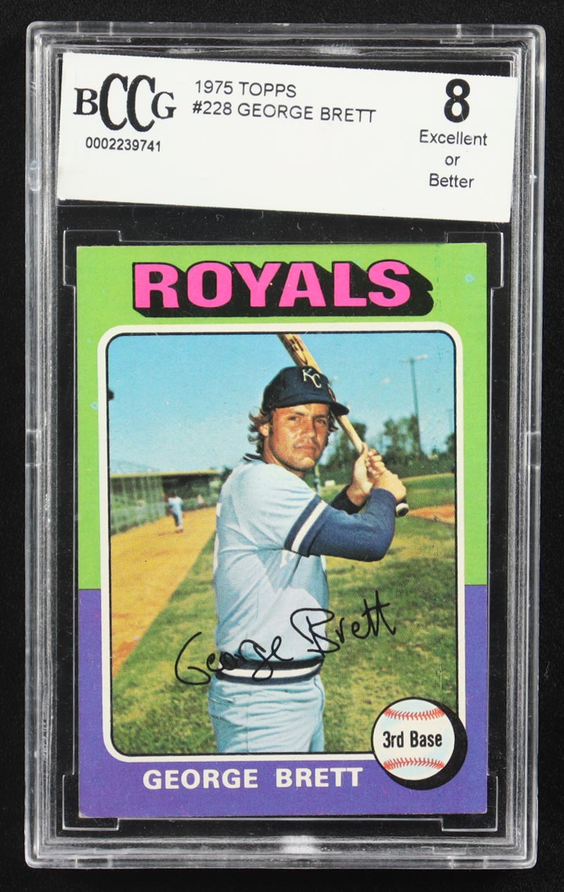 George Brett 1975 Topps #228 RC (BCCG 8) at PristineAuction.com George Brett 1975 Topps #228 RC (BCCG 8) at PristineAuction.com