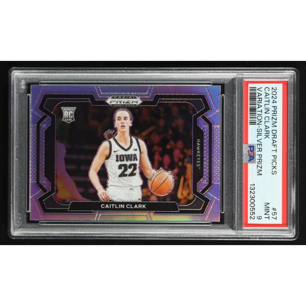 Caitlin Clark 2024-25 Panini Prizm Draft Picks Variation Prizms Silver #57 RC (PSA 9) at PristineAuction.com