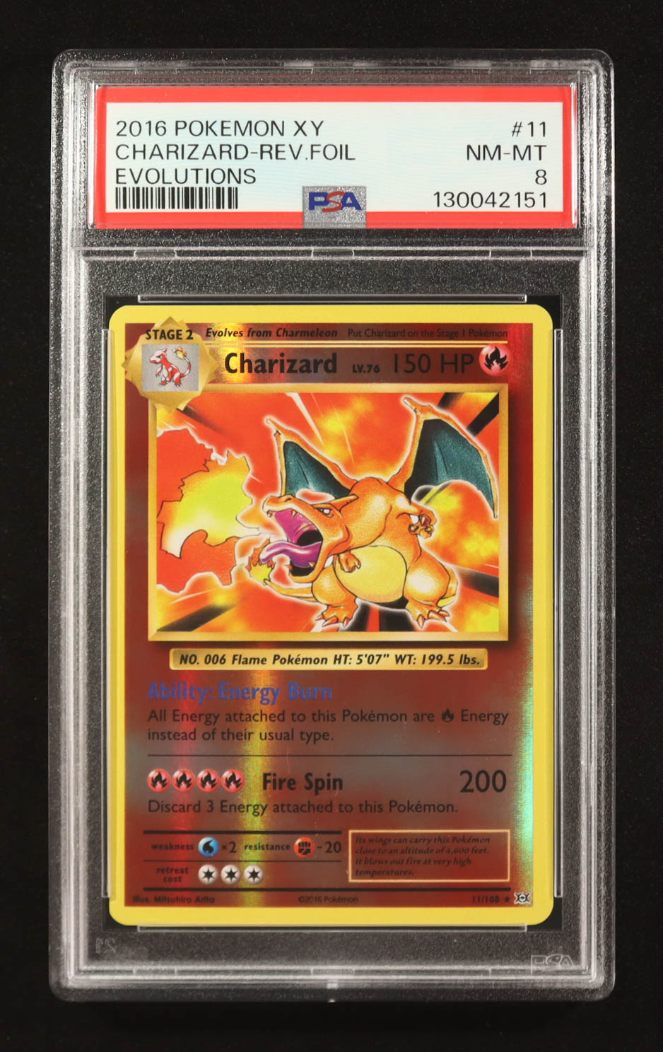 Charizard 2016 Pokemon XY Reverse Foil Evolutions #11 (PSA 8) at PristineAuction.com Charizard 2016 Pokemon XY Reverse Foil Evolutions #11 (PSA 8) at PristineAuction.com