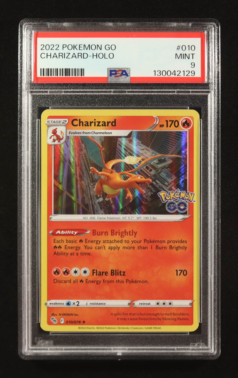 Charizard 2022 Pokemon Go Holo #010 (PSA 9) at PristineAuction.com Charizard 2022 Pokemon Go Holo #010 (PSA 9) at PristineAuction.com