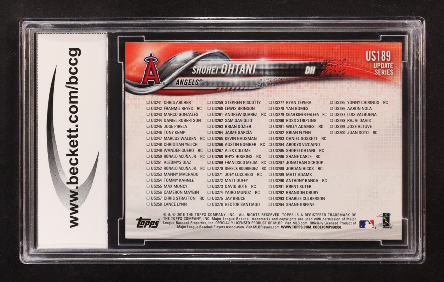 Shohei Ohtani 2018 Topps Update #US189 HL RC (BCCG 9) at PristineAuction.com Shohei Ohtani 2018 Topps Update #US189 HL RC (BCCG 9) at PristineAuction.com