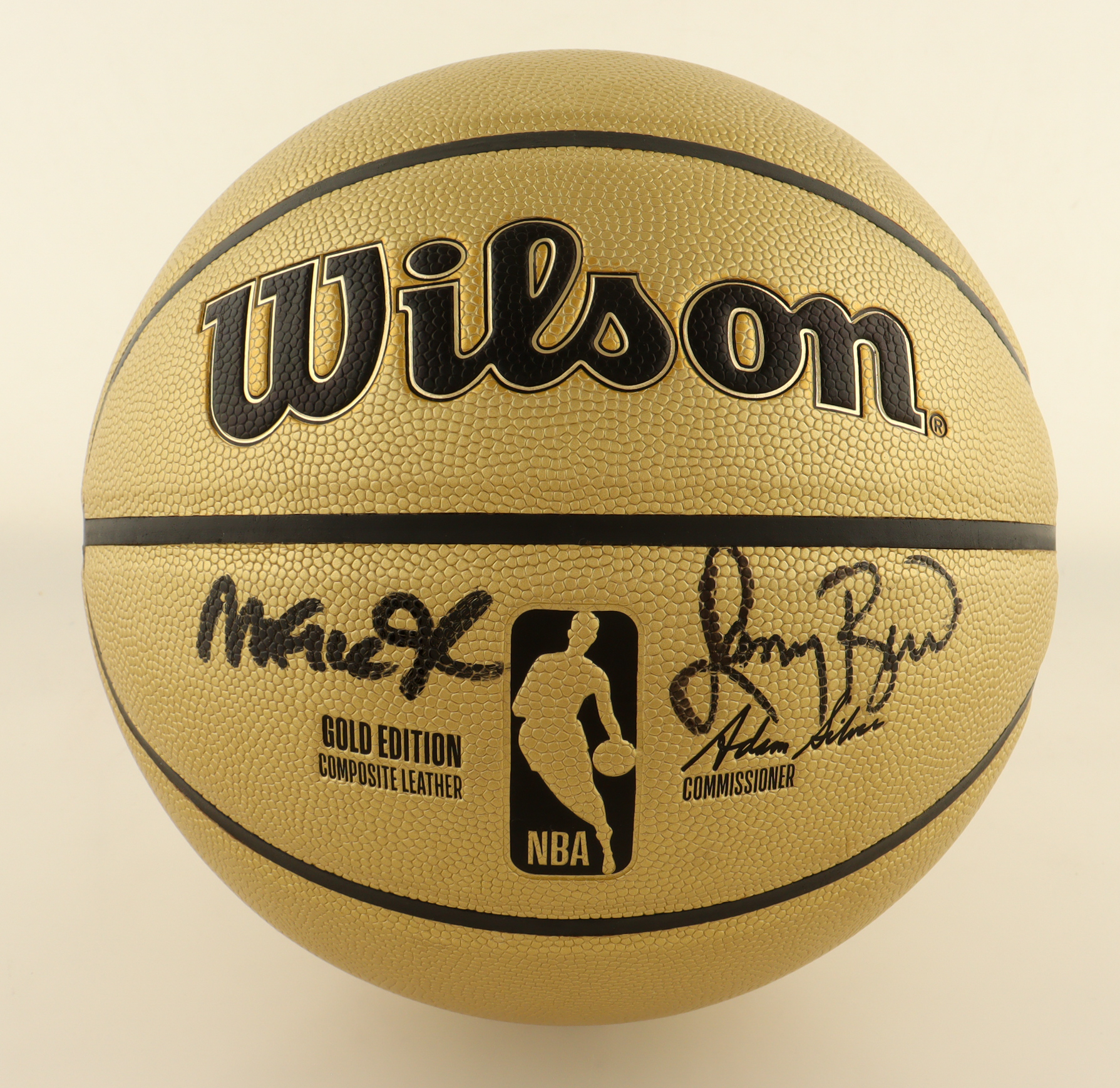Larry Bird & Magic Johnson Signed NBA Basketball With Display Stand (PSA & Beckett) at PristineAuction.com Larry Bird & Magic Johnson Signed NBA Basketball With Display Stand (PSA & Beckett) at PristineAuction.com