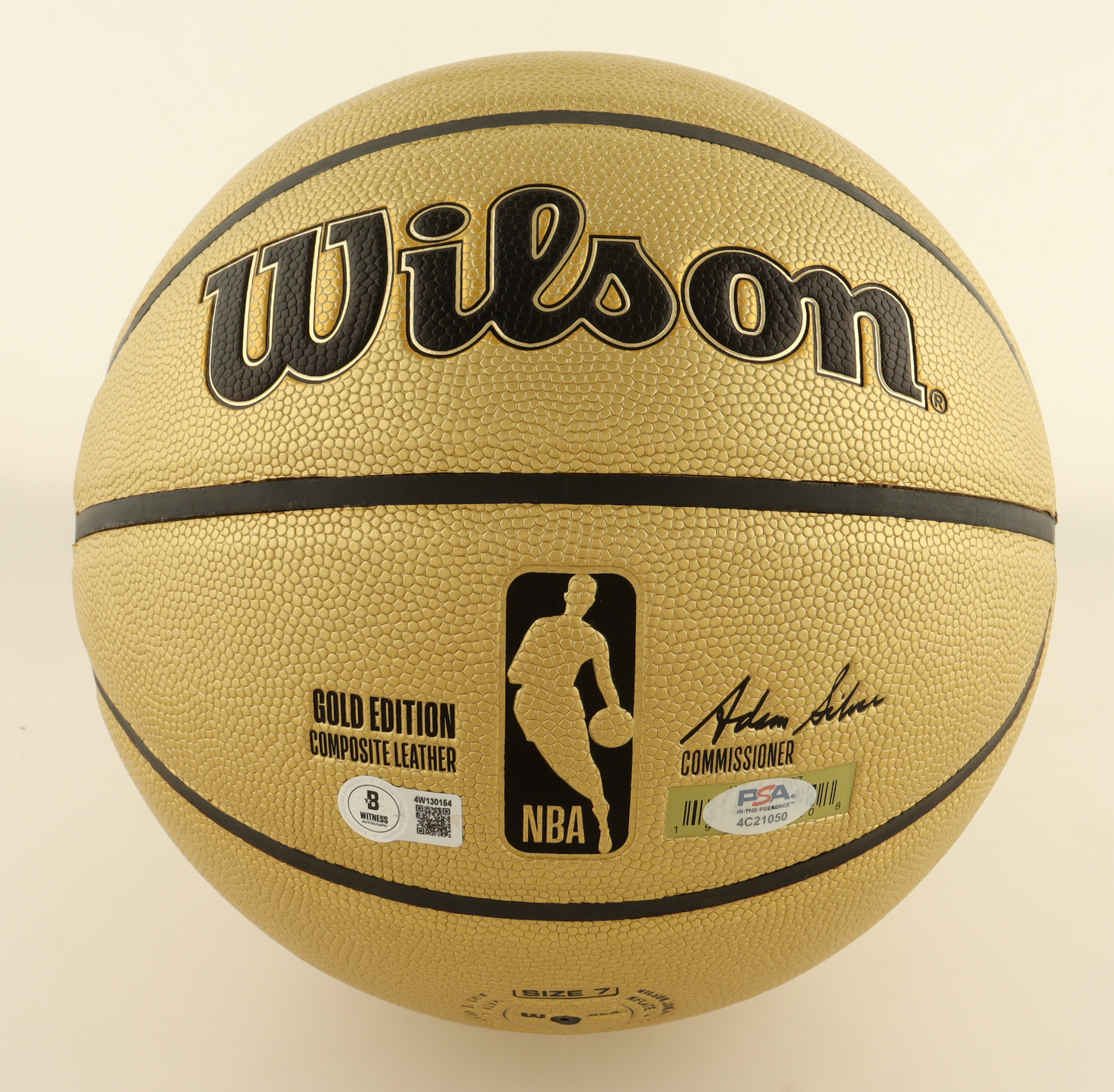 Larry Bird & Magic Johnson Signed NBA Basketball With Display Stand (PSA & Beckett) at PristineAuction.com Larry Bird & Magic Johnson Signed NBA Basketball With Display Stand (PSA & Beckett) at PristineAuction.com
