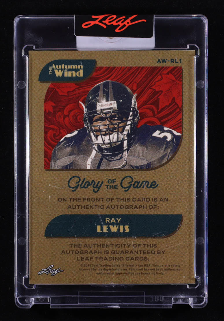 Ray Lewis 2025 Leaf Glory of the Game The Autumn Wind Autographs #AWRL1 #01/25 at PristineAuction.com Ray Lewis 2025 Leaf Glory of the Game The Autumn Wind Autographs #AWRL1 #01/25 at PristineAuction.com