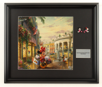 Thomas Kinkade "Minnie Mouse Goes Shopping In Beverly Hills" Custom Framed Print Display with (2) Mickey & Minnie Mouse Pins at PristineAuction.com